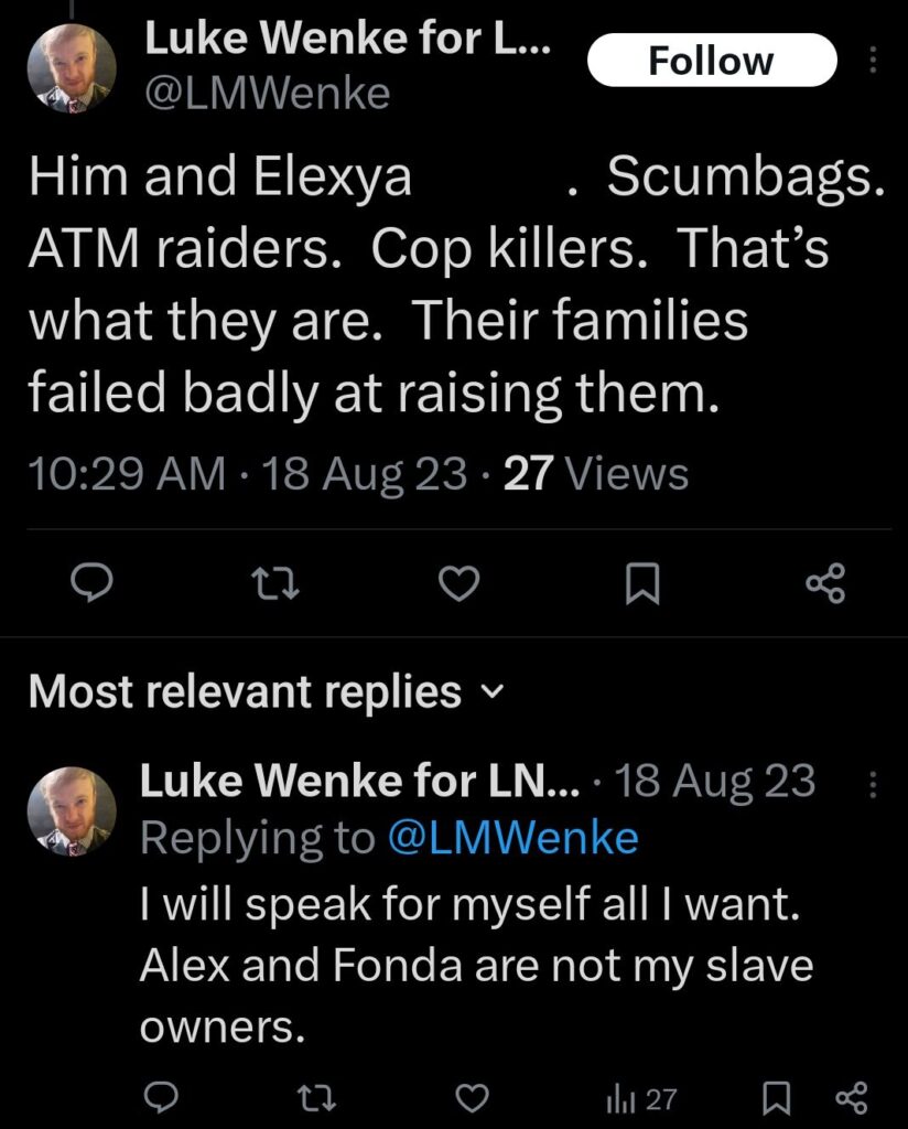 Luke Wenke x twitter screenshot ryan obsession 2023