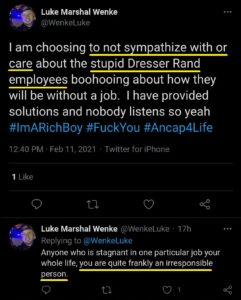 luke wenke x twitter screenshot tweet dresser-rand olean insult 2021