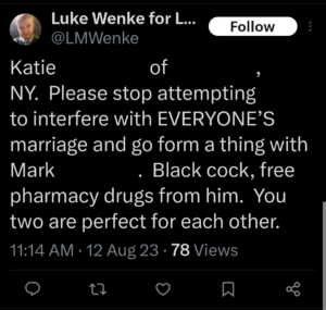 luke wenke katie obsession tweet twitter x screenshot 2023