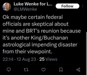 luke wenke x twitter screenshot ryan benjamin teeter obsession 2023