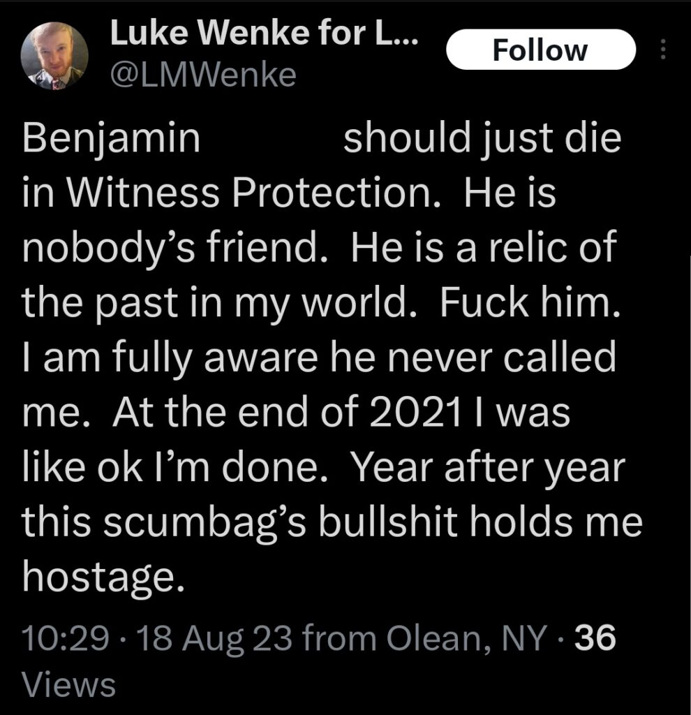 luke wenke x twitter benjamin ryan teeter obsession 2023