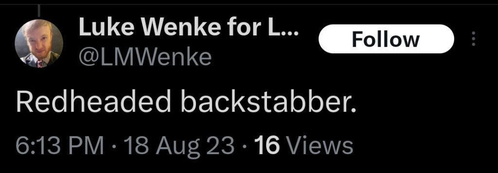luke wenke x twitter screenshot katie obsession 2023 new york state troopers