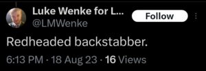 luke wenke x twitter screenshot katie obsession 2023 new york state troopers