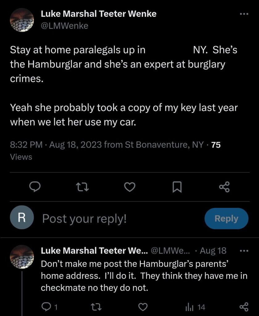 luke wenke x twitter screenshot katie obsession 2023