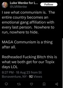 luke wenke x twitter screenshot katie obsession 2023 topix