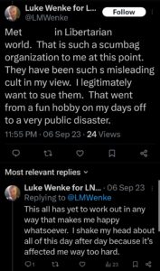 luke wenke x twitter screenshot ryan benjamin teeter obsession 2023