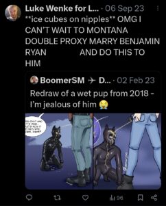 luke wenke x twitter screenshot ryan benjamin teeter obsession 2023