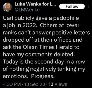 luke wenke x twitter screenshot letter writing obsession 2023