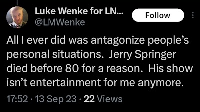 luke wenke admits to antagonizing people in an x/twitter screenshot september 2023