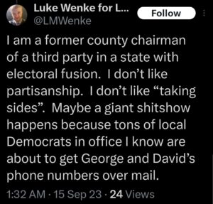 luke wenke x twitter screenshot letter writing obsession george borrello david dipietro 2023