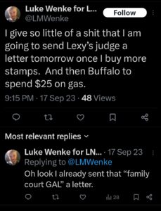 luke wenke x twitter screenshot letter writing obsession 2023