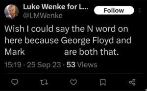 luke wenke racist tweet george floyd screenshot