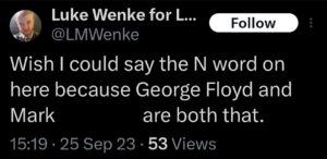 luke wenke racist tweet george floyd screenshot