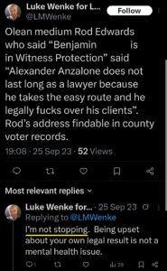 luke wenke x twitter screenshot benjamin ryan teeter obsession 2023