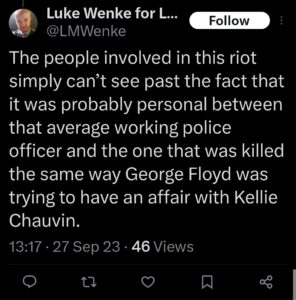 luke wenke racist tweet george floyd screenshot