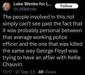 luke wenke racist tweet george floyd screenshot