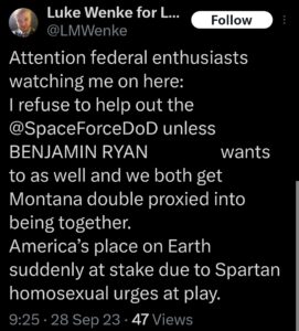 luke wenke x twitter screenshot benjamin ryan teeter obsession double proxy marriage 2023