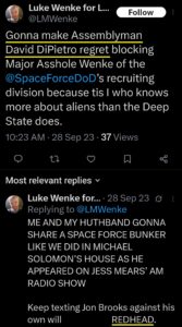 luke wenke x twitter screenshot ryan obsession katie obsession predictions plans 2023