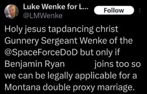 luke wenke x twitter screenshot ryan benjamin teeter obsession 2023