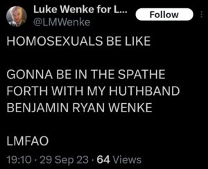 Luke Wenke x twitter screenshot benjamin ryan teeter obsession 2023