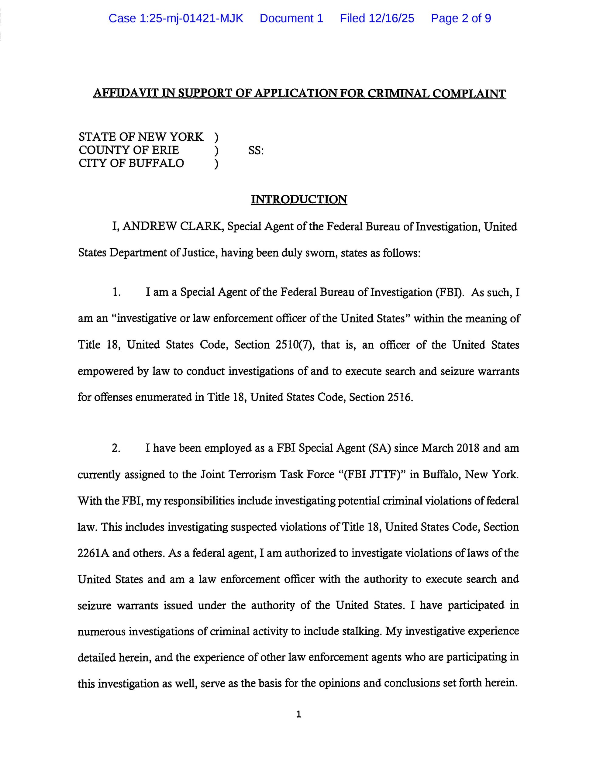 the us federal government's new cyberstalking complaint against luke wenke - 12/16/2025 - 1:25-mj-01421