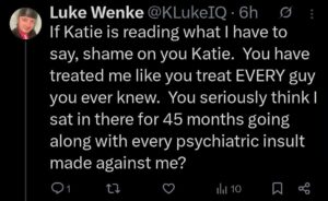 luke wenke x twitter screenshot katie obsession 2025