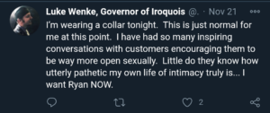 luke wenke twitter x screenshot ryan obsession father kevin wenke 2020 2021