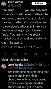 luke wenke x twitter screenshot ryan benjamin teeter obsession 2025