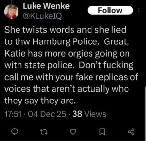 luke wenke katie obsession x twitter screenshot 2025