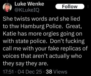 luke wenke katie obsession x twitter screenshot 2025