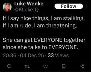 luke wenke antimilitary antiamerican x twitter screenshot 2025