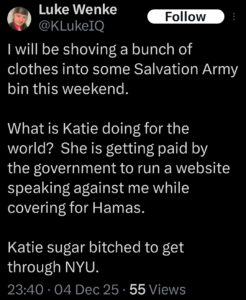 luke wenke katie obsession x twitter screenshot 2025