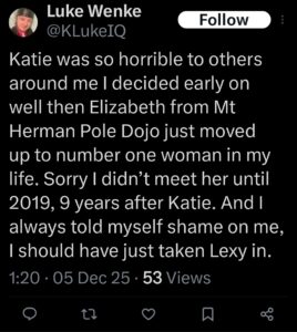 luke wenke katie obsession x twitter screenshot 2025