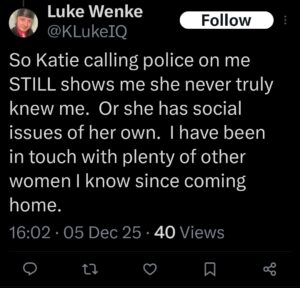 luke wenke katie obsession x twitter screenshot 2025