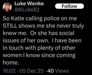 luke wenke katie obsession x twitter screenshot 2025