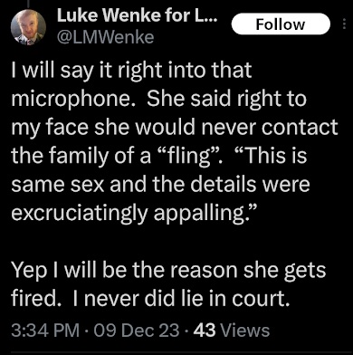 luke wenke falsely accuses hospital worker of homophobia because she wouldn't facilitatee his stalking