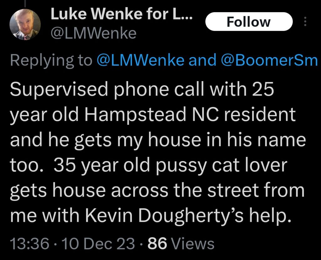 luke wenke x twitter screenshot ryan benjamin teeter obsession 2023