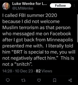 luke wenke x twitter screenshot ryan benjamin teeter obsession 2023