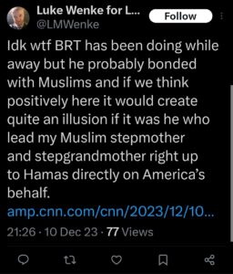 luke wenke x twitter screenshot ryan benjamin teeter obsession 2023