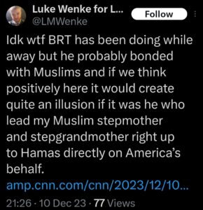 luke wenke x twitter screenshot ryan benjamin teeter obsession 2023