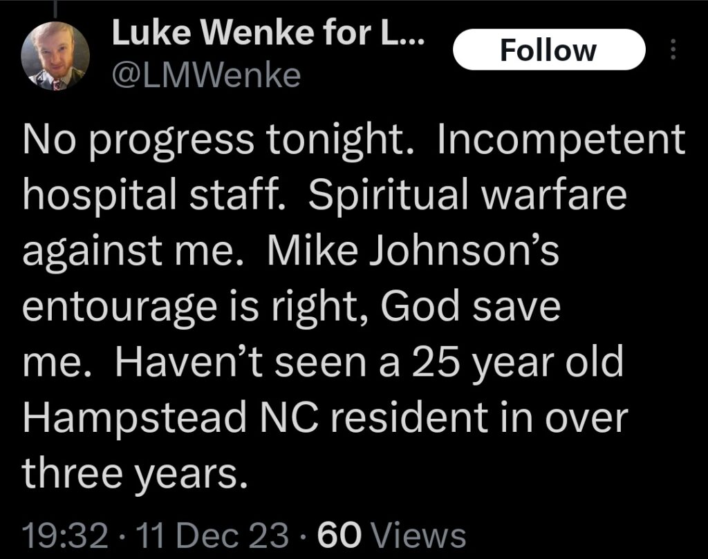 luke wenke x twitter screenshot ryan benjamin teeter obsession 2023