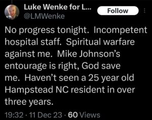 luke wenke x twitter screenshot ryan benjamin teeter obsession 2023