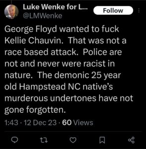 luke wenke racist tweet george floyd screenshot