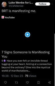 luke wenke x twitter screenshot ryan benjamin teeter obsession 2023