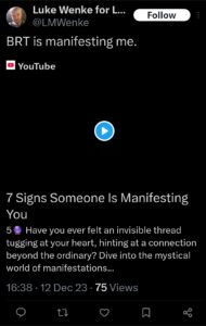 luke wenke x twitter screenshot ryan benjamin teeter obsession 2023