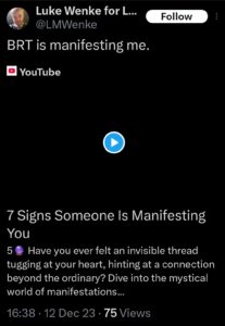 luke wenke x twitter screenshot ryan benjamin teeter obsession 2023