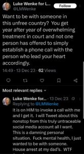 luke wenke x twitter screenshot ryan benjamin teeter obsession 2023