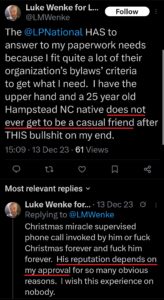 luke wenke x twitter screenshot ryan benjamin teeter obsession 2023