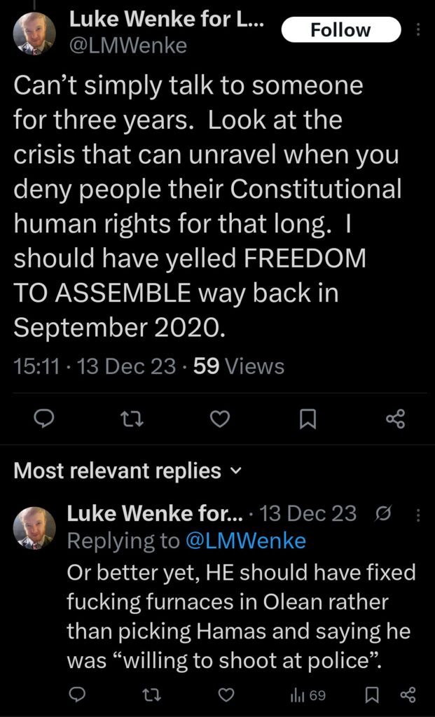 luke wenke x twitter screenshot ryan benjamin teeter obsession 2023