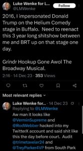 luke wenke x twitter screenshot ryan benjamin teeter obsession 2023